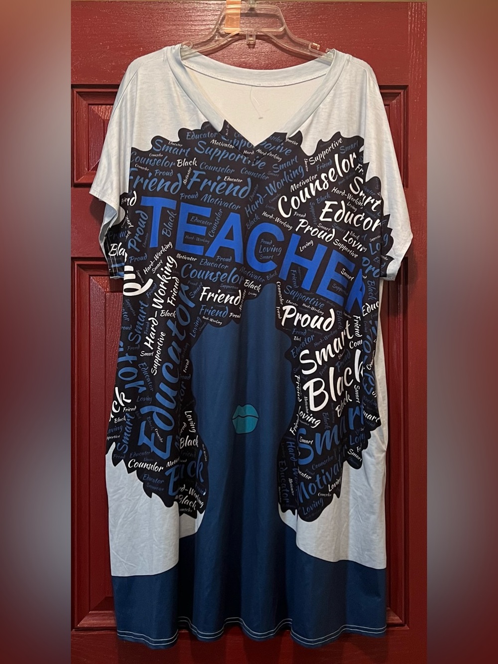 Blue &  Gray ‘Teacher Proud' Graphic Dress
